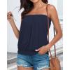 imageCHICGAL Womens Tube Tops Summer Casual Bandeau Tank Casual Strapless Blouse Off The Shoulder Tunic ShirtsB Solid Navy