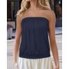 imageCHICGAL Womens Tube Tops Summer Casual Bandeau Tank Casual Strapless Blouse Off The Shoulder Tunic ShirtsB Solid Navy