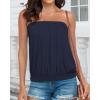 imageCHICGAL Womens Tube Tops Summer Casual Bandeau Tank Casual Strapless Blouse Off The Shoulder Tunic ShirtsB Solid Navy