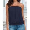 imageCHICGAL Womens Tube Tops Summer Casual Bandeau Tank Casual Strapless Blouse Off The Shoulder Tunic ShirtsB Solid Navy