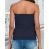 imageCHICGAL Womens Tube Tops Summer Casual Bandeau Tank Casual Strapless Blouse Off The Shoulder Tunic ShirtsB Solid Navy