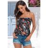 imageCHICGAL Womens Tube Tops Summer Casual Bandeau Tank Casual Strapless Blouse Off The Shoulder Tunic ShirtsBlack Color Flower