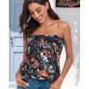 imageCHICGAL Womens Tube Tops Summer Casual Bandeau Tank Casual Strapless Blouse Off The Shoulder Tunic ShirtsBlack Color Flower