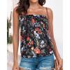 imageCHICGAL Womens Tube Tops Summer Casual Bandeau Tank Casual Strapless Blouse Off The Shoulder Tunic ShirtsBlack Color Flower
