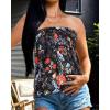 imageCHICGAL Womens Tube Tops Summer Casual Bandeau Tank Casual Strapless Blouse Off The Shoulder Tunic ShirtsBlack Color Flower