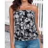 imageCHICGAL Womens Tube Tops Summer Casual Bandeau Tank Casual Strapless Blouse Off The Shoulder Tunic ShirtsBlack Small Flower
