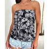 imageCHICGAL Womens Tube Tops Summer Casual Bandeau Tank Casual Strapless Blouse Off The Shoulder Tunic ShirtsBlack Small Flower