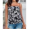 imageCHICGAL Womens Tube Tops Summer Casual Bandeau Tank Casual Strapless Blouse Off The Shoulder Tunic ShirtsBlack Small Flower