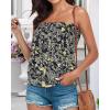 imageCHICGAL Womens Tube Tops Summer Casual Bandeau Tank Casual Strapless Blouse Off The Shoulder Tunic ShirtsBlack Yellow Butterfly