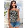 imageCHICGAL Womens Tube Tops Summer Casual Bandeau Tank Casual Strapless Blouse Off The Shoulder Tunic ShirtsBlack Yellow Butterfly