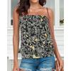 imageCHICGAL Womens Tube Tops Summer Casual Bandeau Tank Casual Strapless Blouse Off The Shoulder Tunic ShirtsBlack Yellow Butterfly