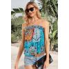 imageCHICGAL Womens Tube Tops Summer Casual Bandeau Tank Casual Strapless Blouse Off The Shoulder Tunic ShirtsBlue Floral
