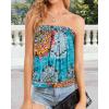 imageCHICGAL Womens Tube Tops Summer Casual Bandeau Tank Casual Strapless Blouse Off The Shoulder Tunic ShirtsBlue Floral