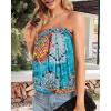 imageCHICGAL Womens Tube Tops Summer Casual Bandeau Tank Casual Strapless Blouse Off The Shoulder Tunic ShirtsBlue Floral