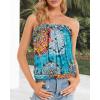 imageCHICGAL Womens Tube Tops Summer Casual Bandeau Tank Casual Strapless Blouse Off The Shoulder Tunic ShirtsBlue Floral