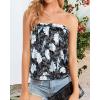 imageCHICGAL Womens Tube Tops Summer Casual Bandeau Tank Casual Strapless Blouse Off The Shoulder Tunic ShirtsBlue Flower