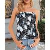 imageCHICGAL Womens Tube Tops Summer Casual Bandeau Tank Casual Strapless Blouse Off The Shoulder Tunic ShirtsBlue Flower