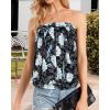 imageCHICGAL Womens Tube Tops Summer Casual Bandeau Tank Casual Strapless Blouse Off The Shoulder Tunic ShirtsBlue Flower