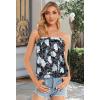 imageCHICGAL Womens Tube Tops Summer Casual Bandeau Tank Casual Strapless Blouse Off The Shoulder Tunic ShirtsBlue Flower