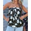 imageCHICGAL Womens Tube Tops Summer Casual Bandeau Tank Casual Strapless Blouse Off The Shoulder Tunic ShirtsBlue Flower