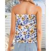 imageCHICGAL Womens Tube Tops Summer Casual Bandeau Tank Casual Strapless Blouse Off The Shoulder Tunic ShirtsBlue Orange Flower