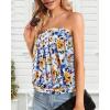 imageCHICGAL Womens Tube Tops Summer Casual Bandeau Tank Casual Strapless Blouse Off The Shoulder Tunic ShirtsBlue Orange Flower