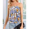 imageCHICGAL Womens Tube Tops Summer Casual Bandeau Tank Casual Strapless Blouse Off The Shoulder Tunic ShirtsBlue Orange Flower
