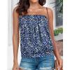 imageCHICGAL Womens Tube Tops Summer Casual Bandeau Tank Casual Strapless Blouse Off The Shoulder Tunic ShirtsBlue Small Floral