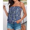 imageCHICGAL Womens Tube Tops Summer Casual Bandeau Tank Casual Strapless Blouse Off The Shoulder Tunic ShirtsBlue Small Floral
