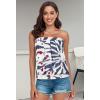 imageCHICGAL Womens Tube Tops Summer Casual Bandeau Tank Casual Strapless Blouse Off The Shoulder Tunic ShirtsBlue Star Tie