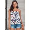 imageCHICGAL Womens Tube Tops Summer Casual Bandeau Tank Casual Strapless Blouse Off The Shoulder Tunic ShirtsBlue Star Tie