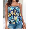 imageCHICGAL Womens Tube Tops Summer Casual Bandeau Tank Casual Strapless Blouse Off The Shoulder Tunic ShirtsBlue Yellow Flower