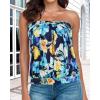 imageCHICGAL Womens Tube Tops Summer Casual Bandeau Tank Casual Strapless Blouse Off The Shoulder Tunic ShirtsBlue Yellow Flower