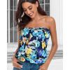 imageCHICGAL Womens Tube Tops Summer Casual Bandeau Tank Casual Strapless Blouse Off The Shoulder Tunic ShirtsBlue Yellow Flower