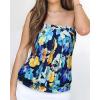 imageCHICGAL Womens Tube Tops Summer Casual Bandeau Tank Casual Strapless Blouse Off The Shoulder Tunic ShirtsBlue Yellow Flower