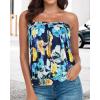 imageCHICGAL Womens Tube Tops Summer Casual Bandeau Tank Casual Strapless Blouse Off The Shoulder Tunic ShirtsBlue Yellow Flower