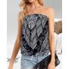 imageCHICGAL Womens Tube Tops Summer Casual Bandeau Tank Casual Strapless Blouse Off The Shoulder Tunic ShirtsBoho Black Triangle