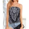 imageCHICGAL Womens Tube Tops Summer Casual Bandeau Tank Casual Strapless Blouse Off The Shoulder Tunic ShirtsBoho Black Triangle