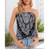 imageCHICGAL Womens Tube Tops Summer Casual Bandeau Tank Casual Strapless Blouse Off The Shoulder Tunic ShirtsBoho Black Triangle