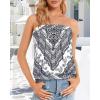 imageCHICGAL Womens Tube Tops Summer Casual Bandeau Tank Casual Strapless Blouse Off The Shoulder Tunic ShirtsBoho White Triangle