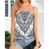 imageCHICGAL Womens Tube Tops Summer Casual Bandeau Tank Casual Strapless Blouse Off The Shoulder Tunic ShirtsBoho White Triangle