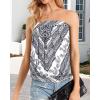 imageCHICGAL Womens Tube Tops Summer Casual Bandeau Tank Casual Strapless Blouse Off The Shoulder Tunic ShirtsBoho White Triangle