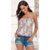 imageCHICGAL Womens Tube Tops Summer Casual Bandeau Tank Casual Strapless Blouse Off The Shoulder Tunic ShirtsColor Wheel Print