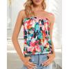 imageCHICGAL Womens Tube Tops Summer Casual Bandeau Tank Casual Strapless Blouse Off The Shoulder Tunic ShirtsColorful Leaf