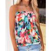 imageCHICGAL Womens Tube Tops Summer Casual Bandeau Tank Casual Strapless Blouse Off The Shoulder Tunic ShirtsColorful Leaf