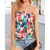 imageCHICGAL Womens Tube Tops Summer Casual Bandeau Tank Casual Strapless Blouse Off The Shoulder Tunic ShirtsColorful Leaf