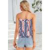 imageCHICGAL Womens Tube Tops Summer Casual Bandeau Tank Casual Strapless Blouse Off The Shoulder Tunic ShirtsFlag Stripe
