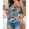 imageCHICGAL Womens Tube Tops Summer Casual Bandeau Tank Casual Strapless Blouse Off The Shoulder Tunic ShirtsGreen Black Leaf