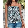 imageCHICGAL Womens Tube Tops Summer Casual Bandeau Tank Casual Strapless Blouse Off The Shoulder Tunic ShirtsGreen Black Leaf