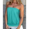 imageCHICGAL Womens Tube Tops Summer Casual Bandeau Tank Casual Strapless Blouse Off The Shoulder Tunic ShirtsLake Blue